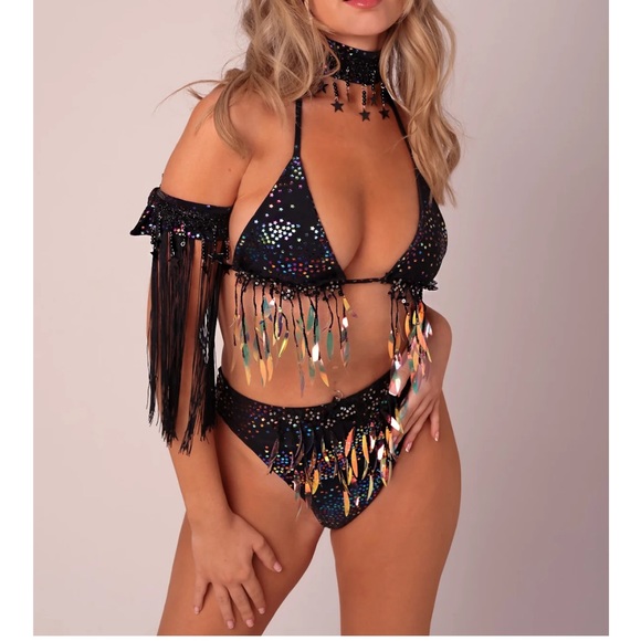 Lime Blonde Black Celestial bikini top. Size UK 8 - Picture 2 of 8